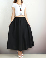 Load image into Gallery viewer, Boho skirt with pockets, Linen skirt, Elastic waist skirt, high waist skirt, flared skirt(Q1065)