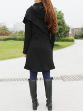 Load image into Gallery viewer, Women's asymmetrical thick cotton fleece hoodie/plus size jacket/oversized tunic dress/black tunic top/casual customized hoodie(Y3120) - lijingshop
