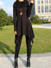 Load image into Gallery viewer, Women's shawl collar top/knit tunic dress/black red cotton dress/plus size sweater/oversized top/casual tunic top/maternity dress/asymmetrical shirt (Y1536) - lijingshop