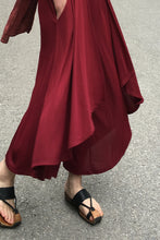 Load image into Gallery viewer, Women's yoga skirt pants/pleated skirt pants/oversized pants/elastic waist pants/asymmetrical trousers (K1661) - lijingshop