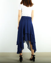 Load image into Gallery viewer, Women's asymmetrical skirt, chiffon skirt, elastic waist skirt, customized summer skirt(Q1004)