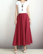 Load image into Gallery viewer, Linen skirt, Elastic waist skirt, Boho skirt with pockets, high waist skirt, flared skirt(Q1065)