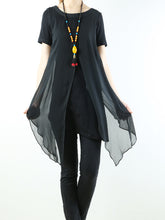 Load image into Gallery viewer, Womens cotton Tunic Dress/Short Sleeve tunic Top/Plus Size Tunic Top/Oversized T-shirt/Asymmetrical Dress(Y1702S) - lijingshop