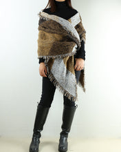 Load image into Gallery viewer, outdoor wrap, wool shawl, gray checked poncho, cashmere scarf, blanket shawl, oversized wrap(P1811) - lijingshop