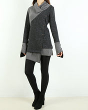 Load image into Gallery viewer, Women's Asymmetrical knit sweater tunic dress/plus size oversized tunic dress/casual customized tunic top/pullover sweater(Y1673)