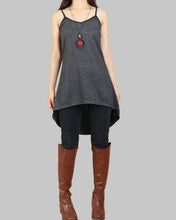 Load image into Gallery viewer, Pullover Sweater with Thumb Hole, Womens Asymmetrical Pullover Sweater Tunic Dress Set, Knits slip dress, Gray Sweatshirt, Knit Top, Knit Jumper(Q1996)