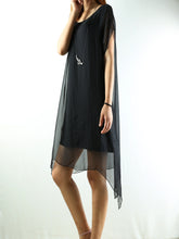 Load image into Gallery viewer, Women's modal layered Casual asymmetrical Tunic dress/Short Sleeves Chiffon Dress/Summer Silk Dress/Oversized dress(Q1941) - lijingshop