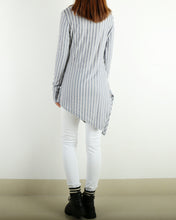 Load image into Gallery viewer, Stripe Top/Women Asymmetrical Cotton Top/Long Sleeve Tunic Dress/Plus Size Shirt/Oversized t-shirt/Tunic Top for Leggings(Y1704)