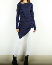 Load image into Gallery viewer, Asymmetrical Cotton Top/Long Sleeve Tunic Dress/cotton t-shirt/Customized shirt/Tunic Top for Leggings(Y1704)