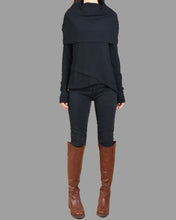 Load image into Gallery viewer, Women's Asymmetrical Knit Top/black top/Poncho top/Oversized t-shirt/casual top/customized top( Y3125)