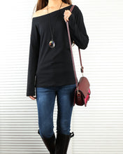Load image into Gallery viewer, Women's off shoulder top/Cotton t-shirt/long sleeve shirt/casual top/customized t-shirt/long sleeve tops(Y1009) - lijingshop