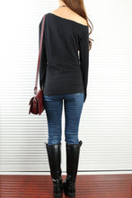 Load image into Gallery viewer, Women's off shoulder top/Cotton t-shirt/long sleeve shirt/casual top/customized t-shirt/long sleeve tops(Y1009) - lijingshop