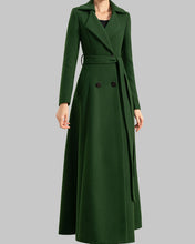 Load image into Gallery viewer, Wool coat women, winter coat, long jacket, double breasted jacket, coat dress, Green wool long coat, warm coat, plus size coat Y037