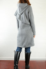 Load image into Gallery viewer, Women's asymmetrical hoodie/ thick cotton fleece top/plus size jacket/oversized tunic dress/black tunic top/casual customized hoodie(Y3120) - lijingshop