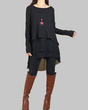 Load image into Gallery viewer, Chiffon Tunic dress Set/Women's Sweater Dress /Strap Dress/Slip Chiffon Dress/Oversized Sweaters/Plus Size Sweater Dress/Fall Outfits(Q1801M)