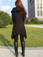 Load image into Gallery viewer, Women's shawl collar top/knit tunic dress/black red cotton dress/plus size sweater/oversized top/casual tunic top/maternity dress/asymmetrical shirt (Y1536) - lijingshop