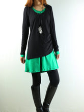 Load image into Gallery viewer, Women's Dress Set/V-neck cotton dress/Boho Cotton Layered Tunic Dress Set/long sleeve top(Q1702) - lijingshop