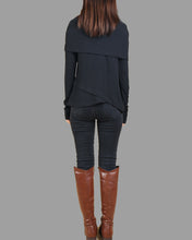 Load image into Gallery viewer, Women's Asymmetrical Knit Top/black top/Poncho top/Oversized t-shirt/casual top/customized top( Y3125)