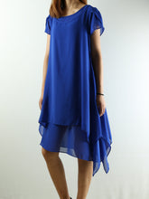 Load image into Gallery viewer, Women's chiffon dress/short sleeves tunic dress/Casual Tunic top/summer dress/customized oversized dress/black tunic top(Y1709) - lijingshop