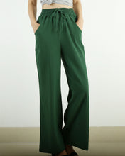 Load image into Gallery viewer, Women's elastic waist linen pants, flare pants, wide leg pants, loose pants, women trousers, summer pants(K1916)