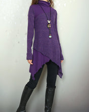 Load image into Gallery viewer, Women's asymmetrical pullover sweater/oversized knit top/customized tunic top/maternity dress(Y1999)