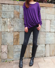 Load image into Gallery viewer, Womens Cotton Hoodie/long sleeve T-shirt/Oversized Plus size Sweatshirt/Customized T-shirt/Asymmetry clothing/Boho t-shirt/Long Sleeve Shirt(Y3118) - lijingshop