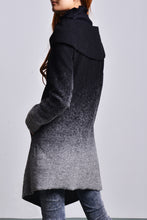 Load image into Gallery viewer, Womens wool coat and Cotton Top Set, Gradient Color Coat, Black Long Sleeve T-shirt, Winter Jacket, Wool Overcoat, Black and Gray Coat, Cotton Bottoming Top(Y1591) - lijingshop