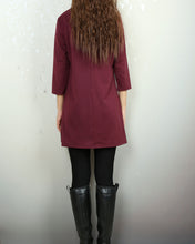 Load image into Gallery viewer, 3/4 sleeve cotton tunic top, Boho tunic tops, casual loose t-shirt, women's dark blue long tops(Y2008)