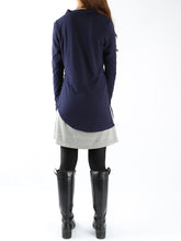 Load image into Gallery viewer, Women's Dress Set/V-neck cotton dress/Boho Cotton Layered Tunic Dress Set/long sleeve top(Q1702) - lijingshop