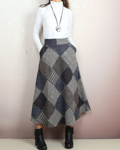 Load image into Gallery viewer, Plaid skirt, wool skirt, winter skirt women, flared skirt, boho skirt, elastic waist skirt, long skirt(Q2140)
