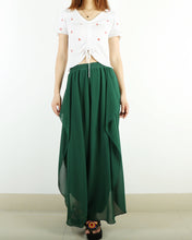 Load image into Gallery viewer, Womens Wide Leg trousers/Chiffon Skirt Pants/Elastic Waist Pants/High Waist Loose Trousers/Layered Flowy Pants/Black Pants(K1701)