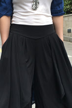 Load image into Gallery viewer, Women's pleated skirt pants/yoga skirt pants/oversized pants/elastic waist pants/asymmetrical trousers (K1661) - lijingshop