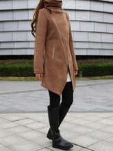Load image into Gallery viewer, Wool Coat/Asymmetrical Cashmere jacket/Womens Winter Jacket/Trench Coat/zipper coat/Long Overcoat(Y5130) - lijingshop