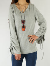 Load image into Gallery viewer, Women's oversized top/bell sleeve bottoming top/cotton t-shirt/plus size casual customized top(Y1830) - lijingshop