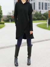 Load image into Gallery viewer, Women's asymmetrical hoodie/ thick cotton fleece top/plus size jacket/oversized tunic dress/black tunic top/casual customized hoodie(Y3120) - lijingshop