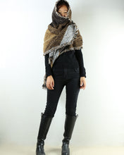 Load image into Gallery viewer, outdoor wrap, wool shawl, gray checked poncho, cashmere scarf, blanket shawl, oversized wrap(P1811) - lijingshop