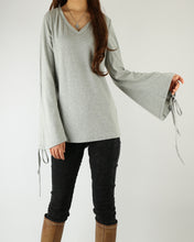 Load image into Gallery viewer, Women's oversized top/bell sleeve bottoming top/cotton t-shirt/plus size casual customized top(Y1830) - lijingshop