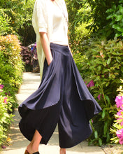 Load image into Gallery viewer, Women's pleated skirt pants/yoga skirt pants/oversized pants/elastic waist pants/asymmetrical trousers (K1661) - lijingshop