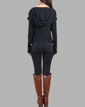 Load image into Gallery viewer, Womens cotton Top/Cotton Hoodie/Oversized Plus size Sweatshirt/Casual Top/Customized T-shirt/Asymmetry clothing/Boho t-shirt/Long Sleeve Shirt(Y3118)