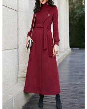 Load image into Gallery viewer, Women jacket with belt, long jacket, wool coat, winter coat, coat dress, long designer coat, warm coat, plus size coat Y0022