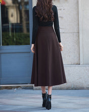 Load image into Gallery viewer, Wool skirt, midi skirt, Winter skirt, dark gray skirt, long skirt, vintage skirt, high waist skirt, flare skirt Q0026