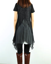 Load image into Gallery viewer, Women's layered tunic dress set, 2 pieces dress, cotton tank dress, chiffon dress, short sleeve dress, summer dress (Q1505)