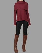 Load image into Gallery viewer, Women's Poncho top/Asymmetrical Knit Top/black top/Oversized t-shirt/casual top/customized top( Y3125)