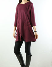 Load image into Gallery viewer, Womens tunic dress/3/4 sleeve crew neck tunic top/oversized dress/A-line casual dress (Q1943) - lijingshop