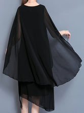 Load image into Gallery viewer, Women Short Sleeves Chiffon Dress/Crew neck dress/Casual Tunic dress/Maternity dress/Summer Dress/Customized Oversized Dress/Plus Size Clothing/black red Dress(Q1923) - lijingshop