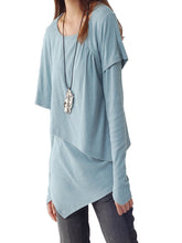 Load image into Gallery viewer, Women's asymmetrical layered cotton top/oversized casual t-shirt/customized clothing/long sleeve tops(Y1217) - lijingshop