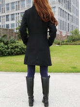 Load image into Gallery viewer, Women's asymmetrical cashmere jacket/woolen coat/plus size jacket/black oversized jacket/casual woolen top/customized coat (Y1812) - lijingshop