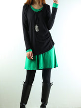 Load image into Gallery viewer, Women's Dress Set/V-neck cotton dress/Boho Cotton Layered Tunic Dress Set/long sleeve top(Q1702) - lijingshop