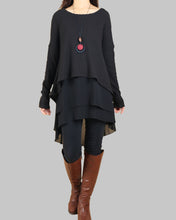 Load image into Gallery viewer, Chiffon Tunic dress Set/Women's Sweater Dress /Strap Dress/Slip Chiffon Dress/Oversized Sweaters/Plus Size Sweater Dress/Fall Outfits(Q1801M)