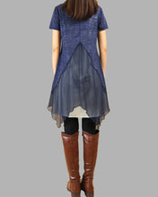 Load image into Gallery viewer, Women's 2 pieces dress, layered tunic dress set, cotton tank dress, chiffon dress, short sleeve dress, summer dress (Q1505)